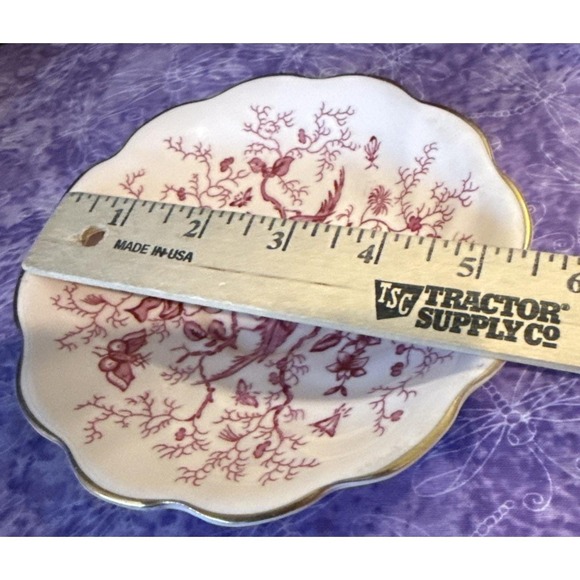 Coalport England Cairo Tea Cup Saucer Gold Trim Pink Birds Bugs Floral Vintage